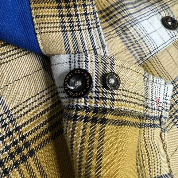 DIXXON Lager Flannel Shirt L Yellow Black White Plaid Workwear Western RARE - Picture 8 of 13